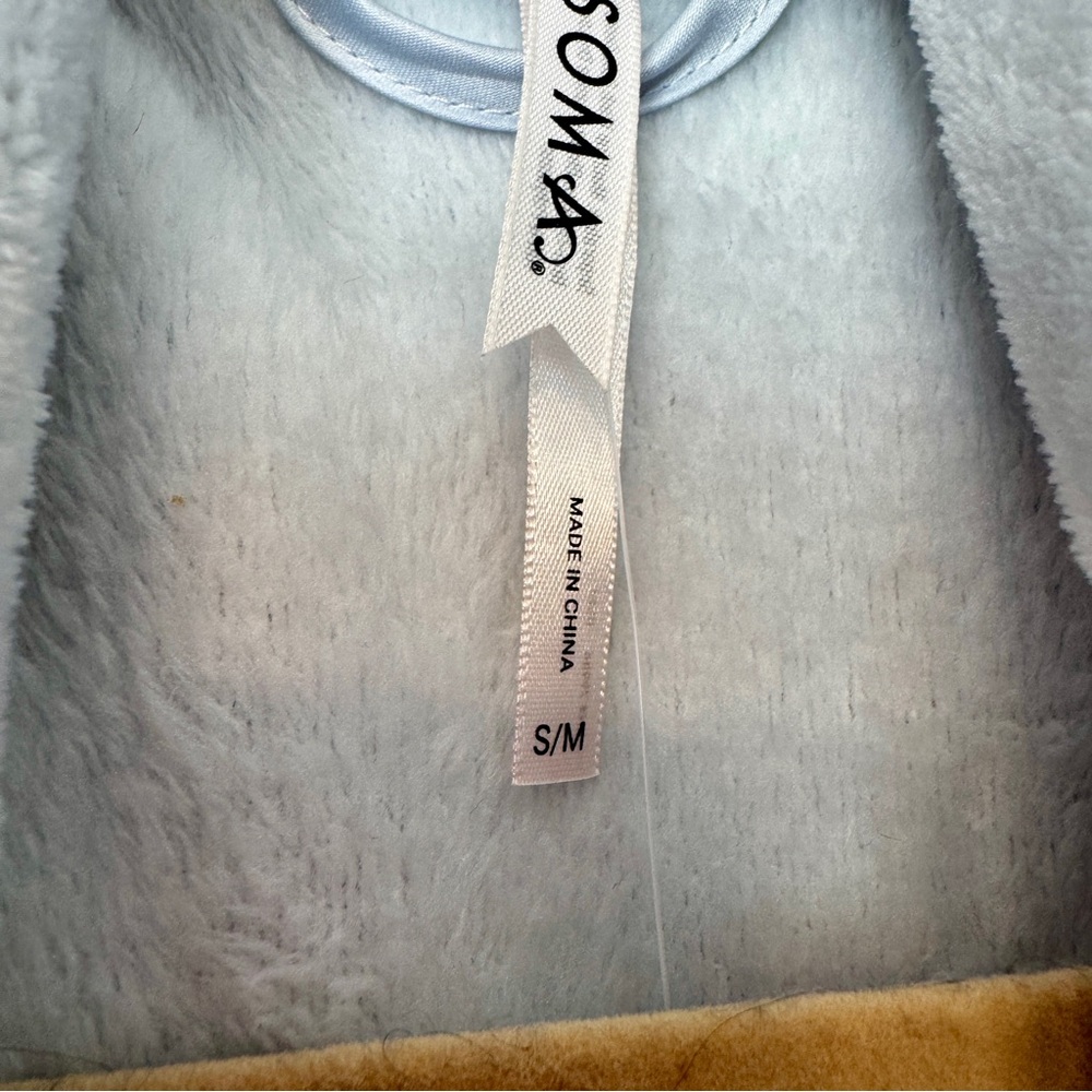 SOMA Plush Fleece Short Robe in Blue Mist - Picture 7 of 8